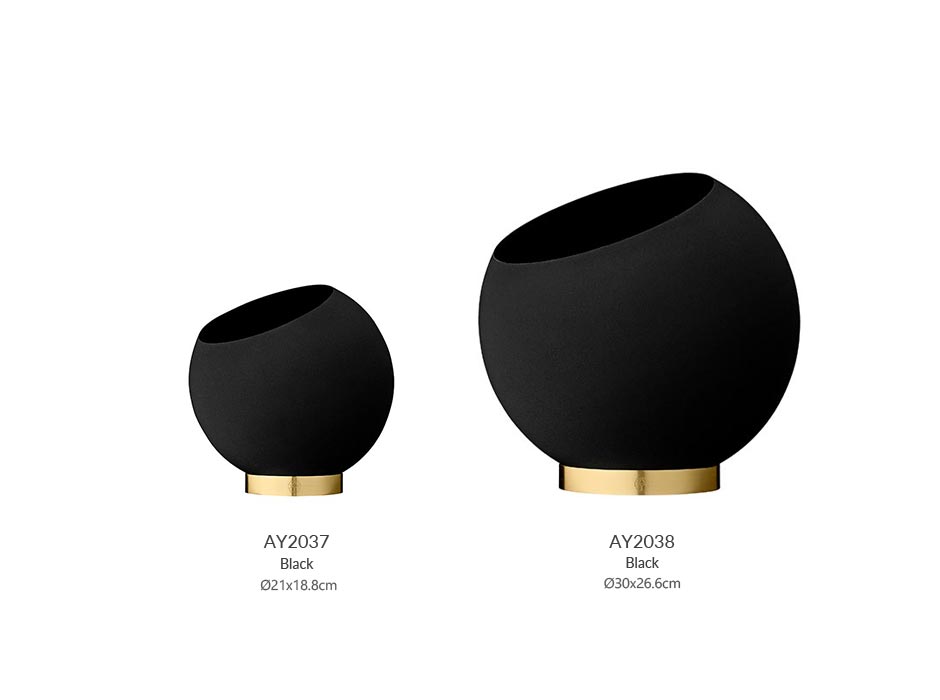 GLOBE Flower Pot_Black(M), Ø21×18.8cm, 504670050012