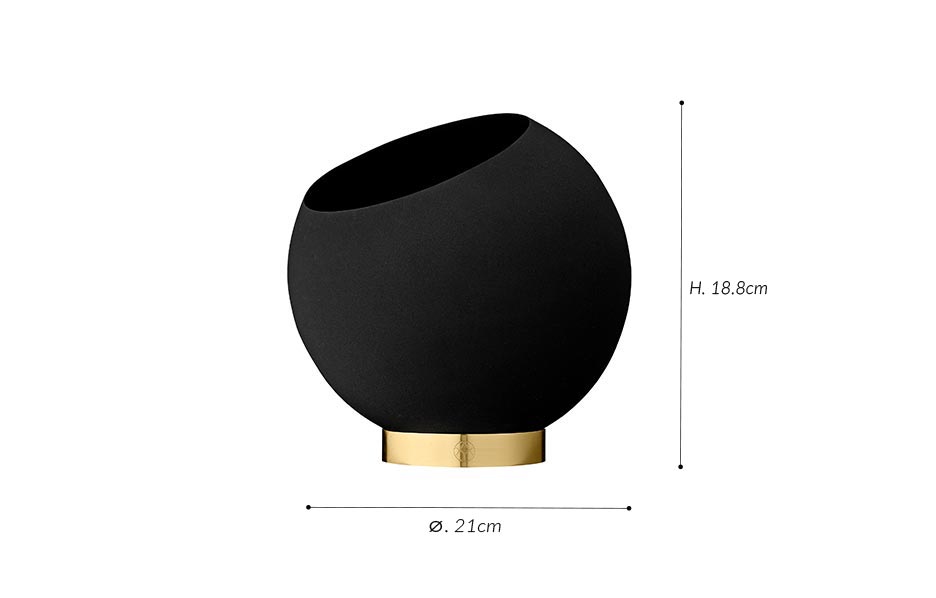 GLOBE Flower Pot_Black(M), Ø21×18.8cm, 504670050012
