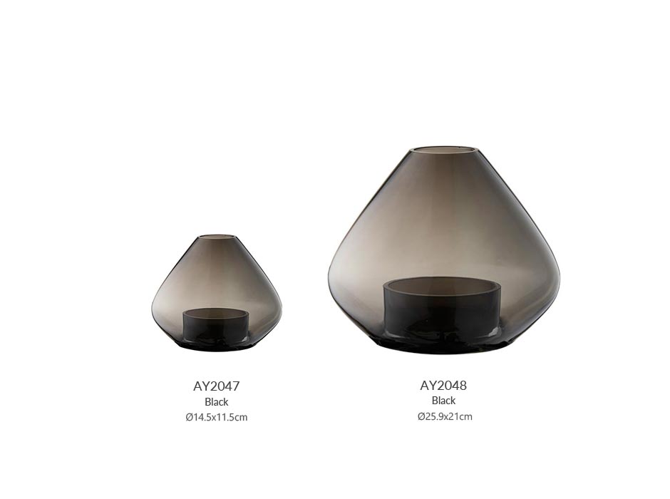 UNO Lantern_vase_Black(M), Ø14.5×11.5cm, 508200050012