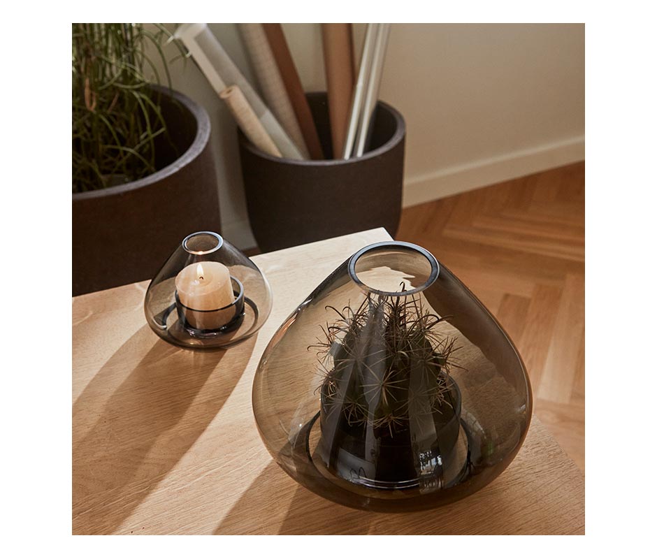 UNO Lantern_vase_Black(L), Ø25.9x21cm, 508200050014