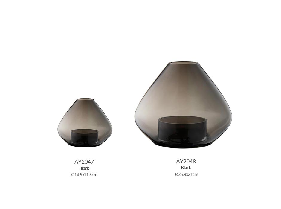 UNO Lantern_vase_Black(L), Ø25.9x21cm, 508200050014