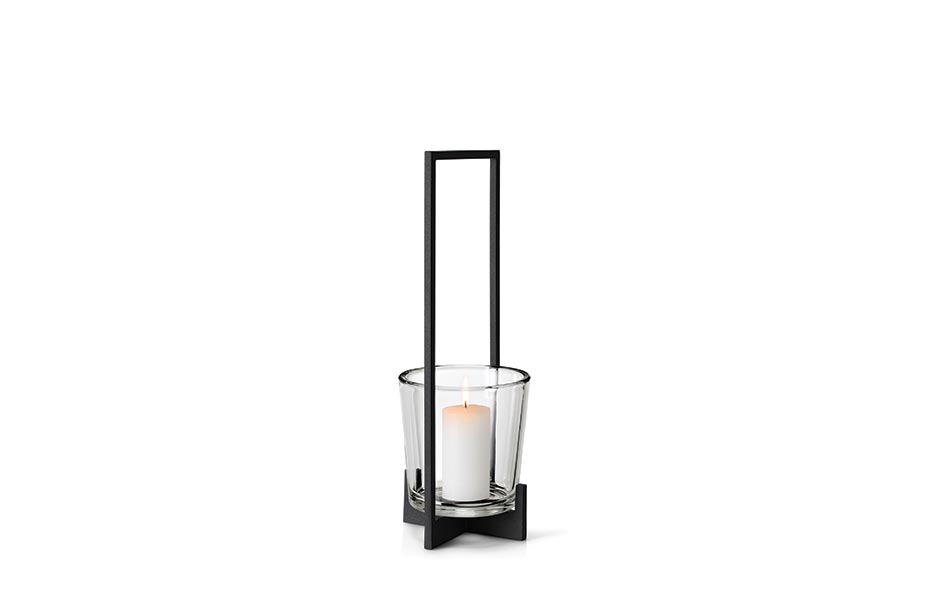 Tealight /Candle Holder NERO, Black, 15x37cm, 65553
