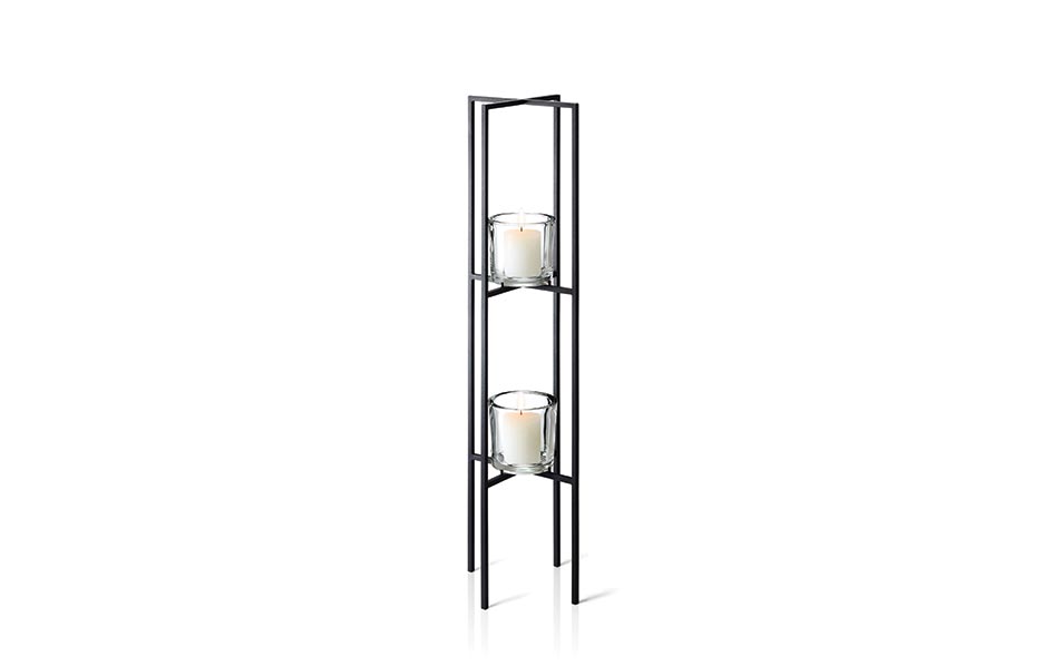 Tealight /Candle Holder NERO, Black, 24x90cm, 65570