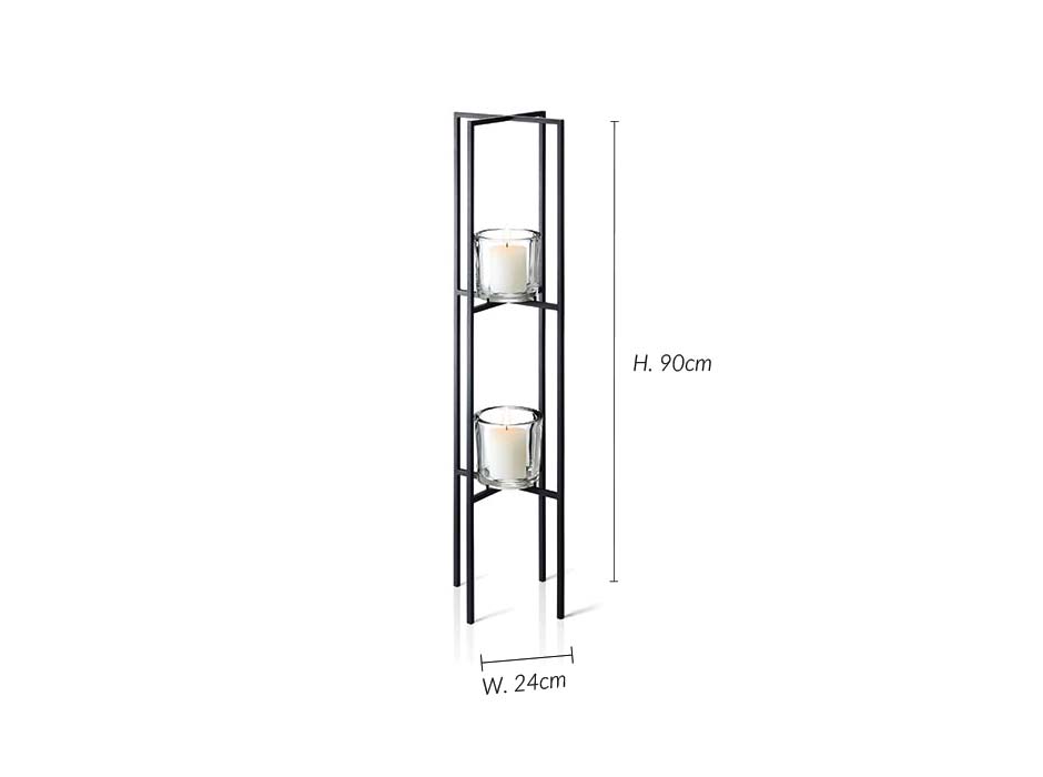 Tealight /Candle Holder NERO, Black, 24x90cm, 65570