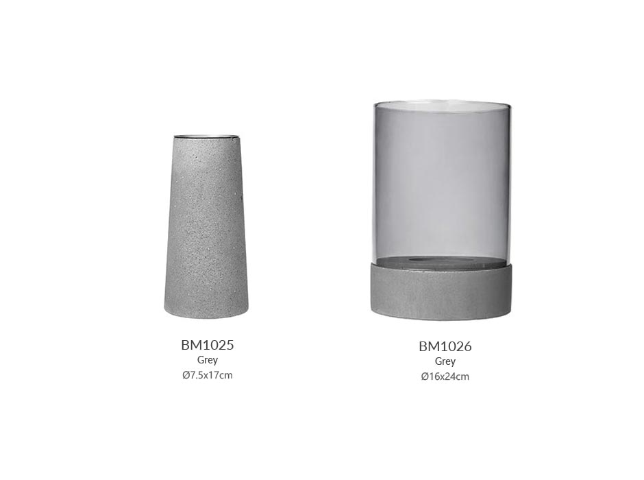 Candlestick FIESTA, Grey, Ø7.5x17cm, 65586