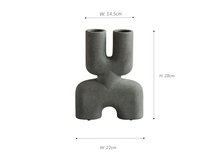 Cobra Vase, Double, Mini 
– Dark Grey, 22×6.5xH28cm, 211033