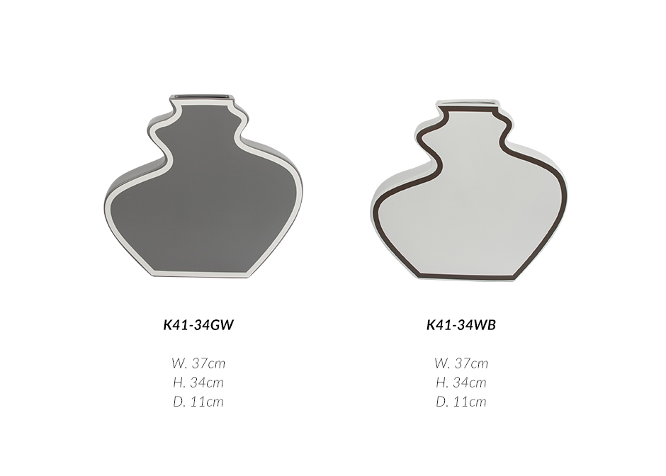 Wave Line, Matt Grey w/ Matt White Line, 37 x 11 x 34cm, K41-34GW