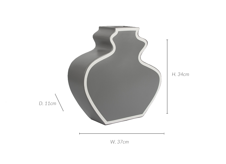 Wave Line, Matt Grey w/ Matt White Line, 37 x 11 x 34cm, K41-34GW