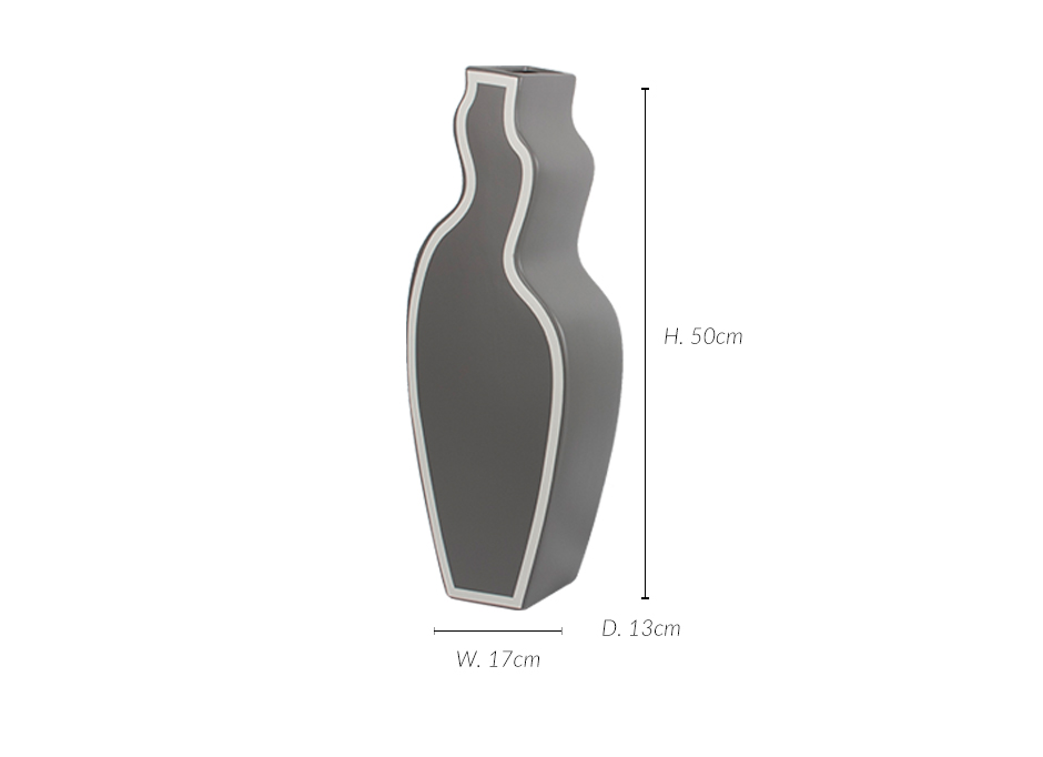 Wave Line,  Matt Grey w/ Matt White Line , 17 x 13 x 50cm, K41-50GW