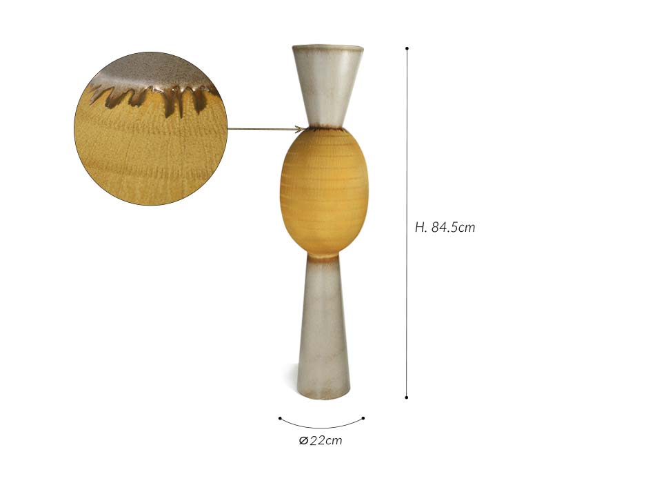 Egg Vase, Grey/Yellow, Ø22×84.5cm, 11216/572F