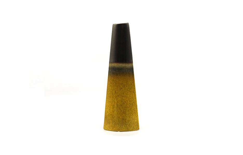 Vase Flattened L, Yellow/Bronze, 15x8x42cm, 6333F