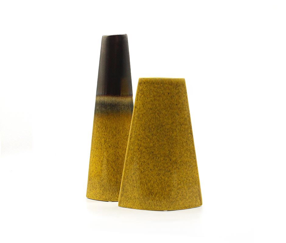 Vase Flattened L, Yellow/Bronze, 15x8x42cm, 6333F
