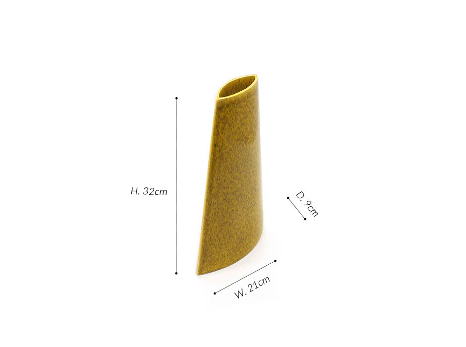 Vase Flattened M, Yellow, 21x9x32cm, 6334F