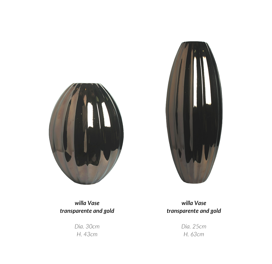 Willa Vase, Transparente and gold, Dia.25 x 63cm, 01.5657