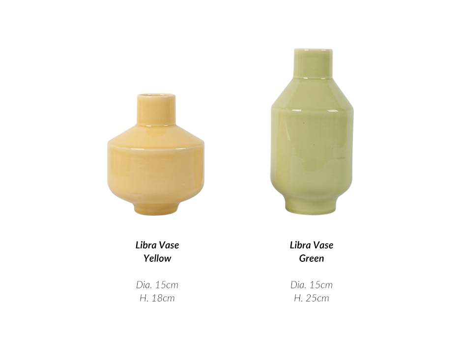 Libra Vase, Yellow, Dia.15 x 18cm, 6507-18