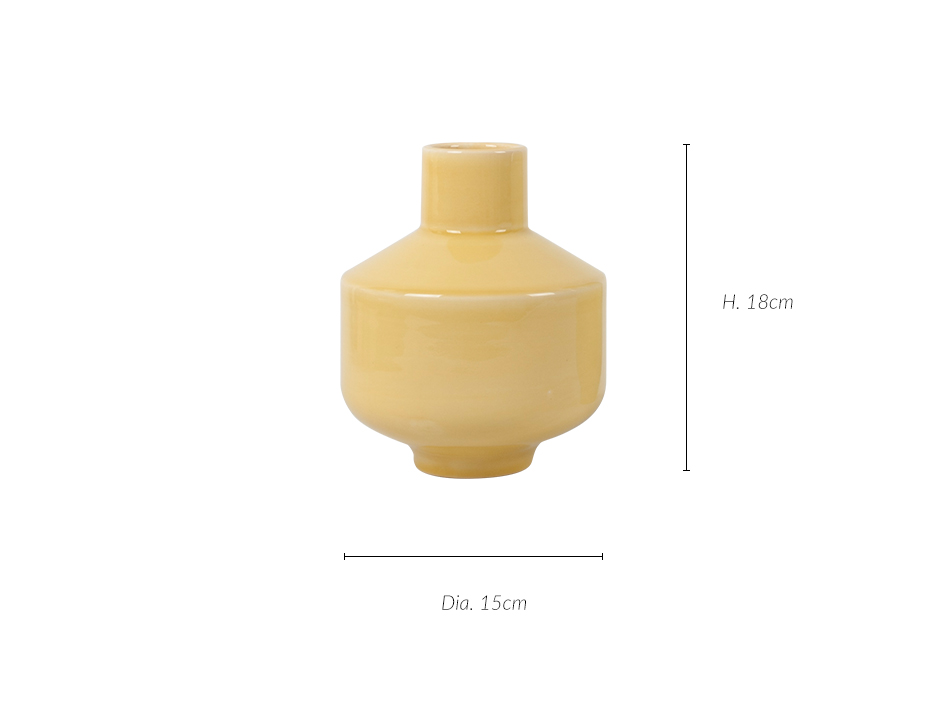 Libra Vase, Yellow, Dia.15 x 18cm, 6507-18