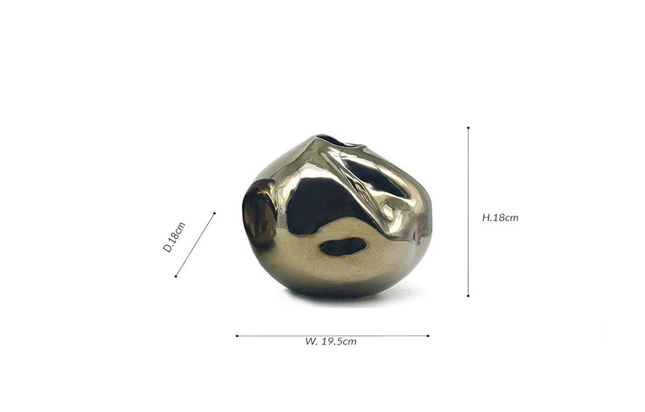 Valley Vase, Gold, 19.5x18x18cm, 8540