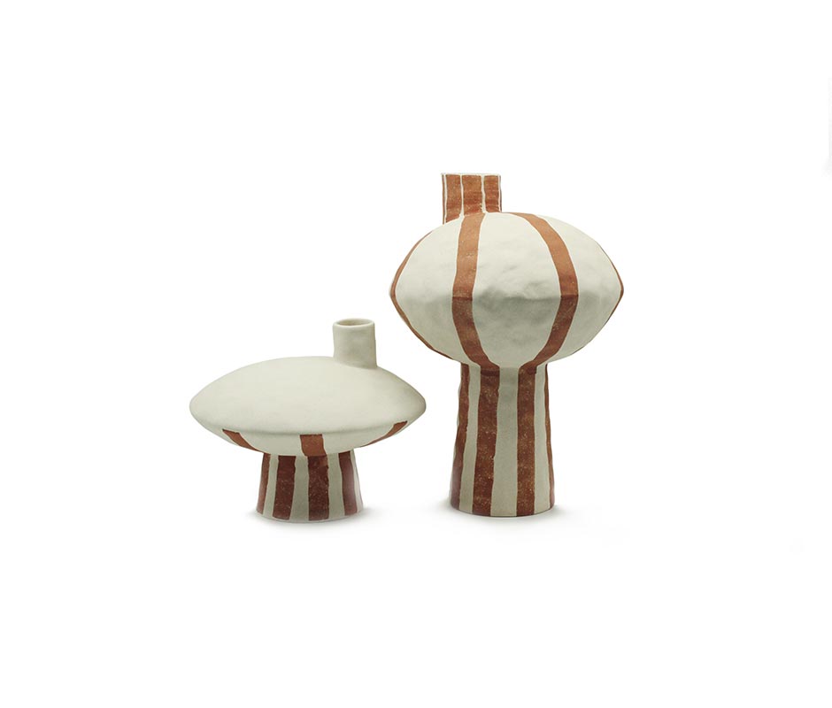 Niro Vase, White/Brown, Ø28x25cm, 8434