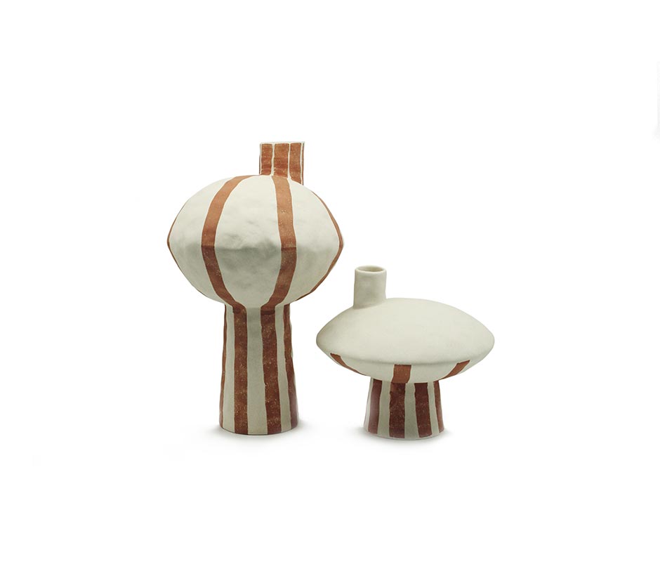 Niro Vase, White/Brown, Ø27x40cm, 8433