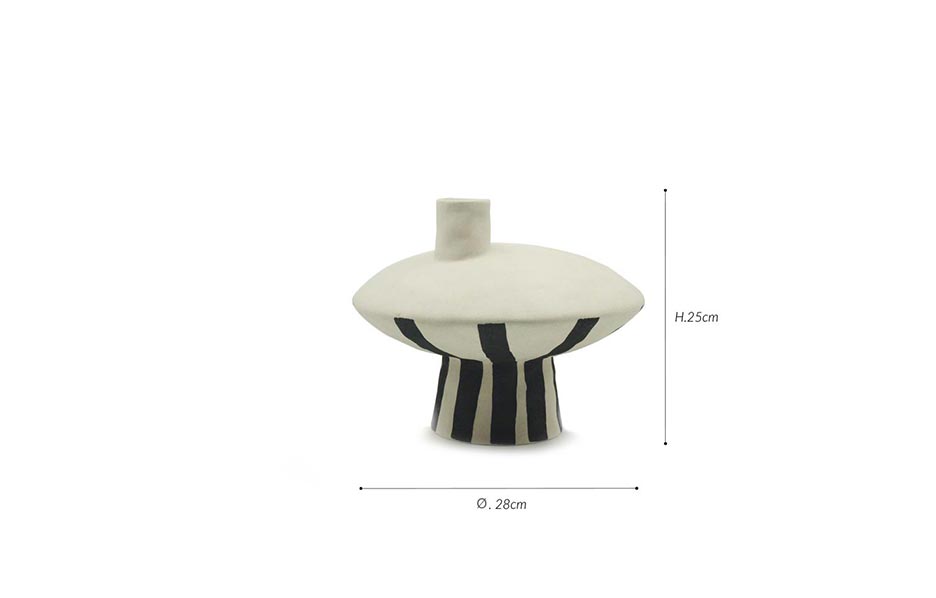Niro Vase, White/Black, Ø28x25cm, 8434
