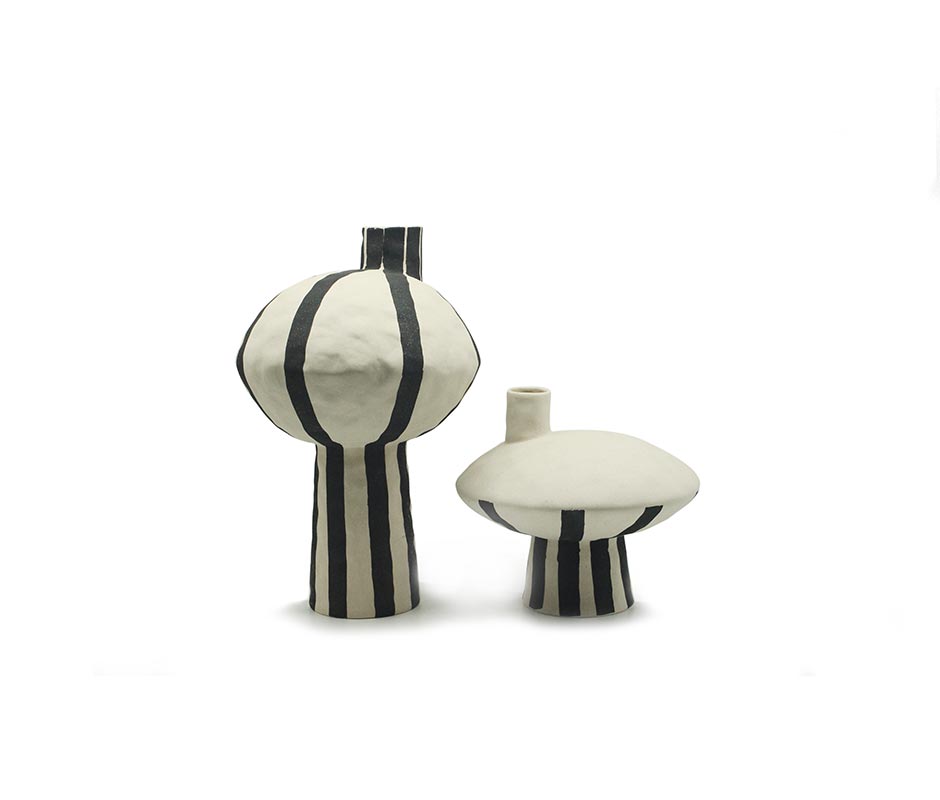 Niro Vase, White/Black, Ø27x40cm, 8433