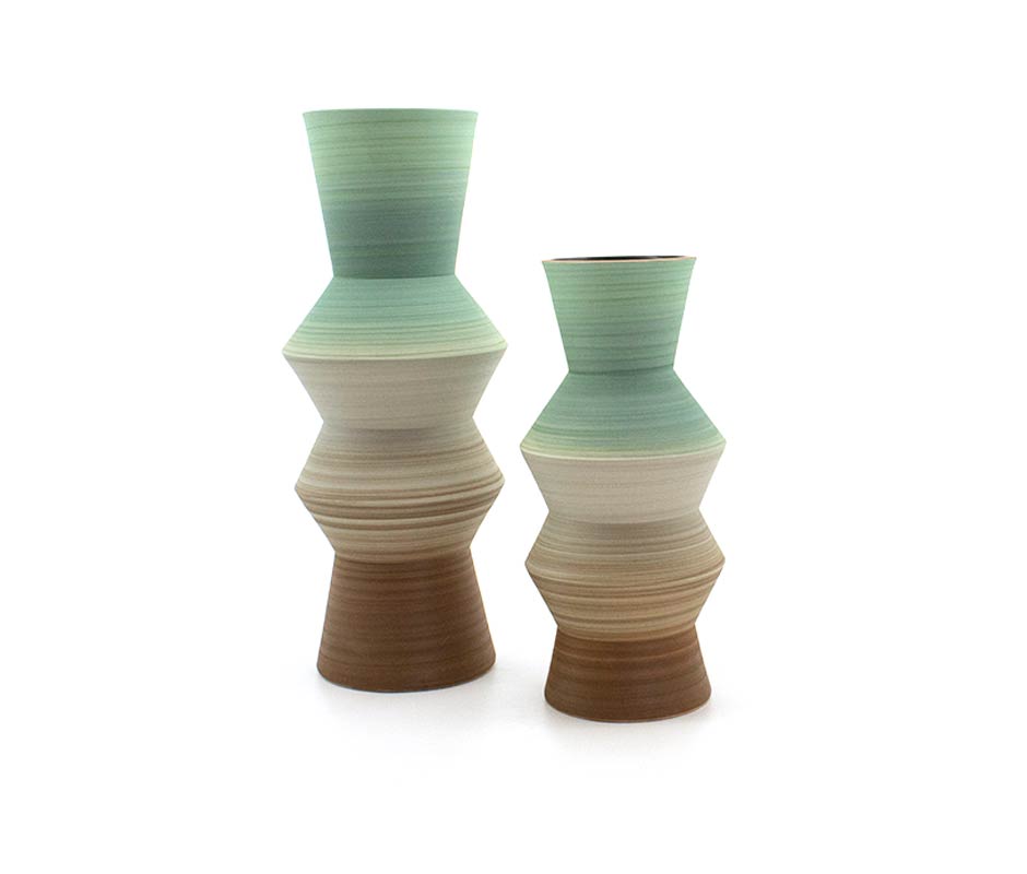Twowave Vase, Green/Yellow, Ø16.5x41cm, QJ001-L-A01