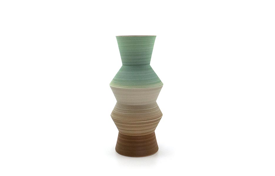 Twowave Vase, Green/Yellow, Ø13.5×29.5cm, QJ001-S-A01