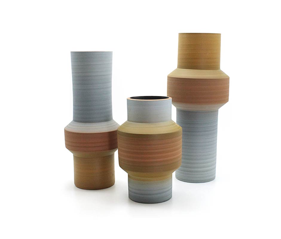 Cylinder Vase, Blue/Yellow, Ø14×33.5cm, QJ012-S-A02