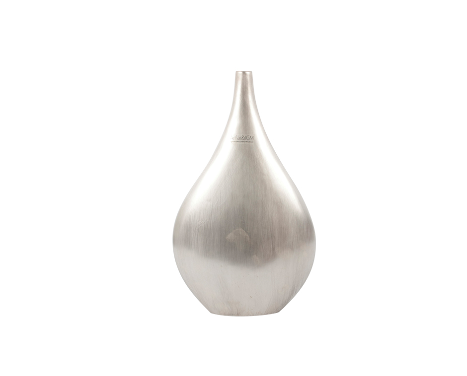 SLIM VASE BS, Silver scratched, 26.5 x 7 x 48cm, 1421