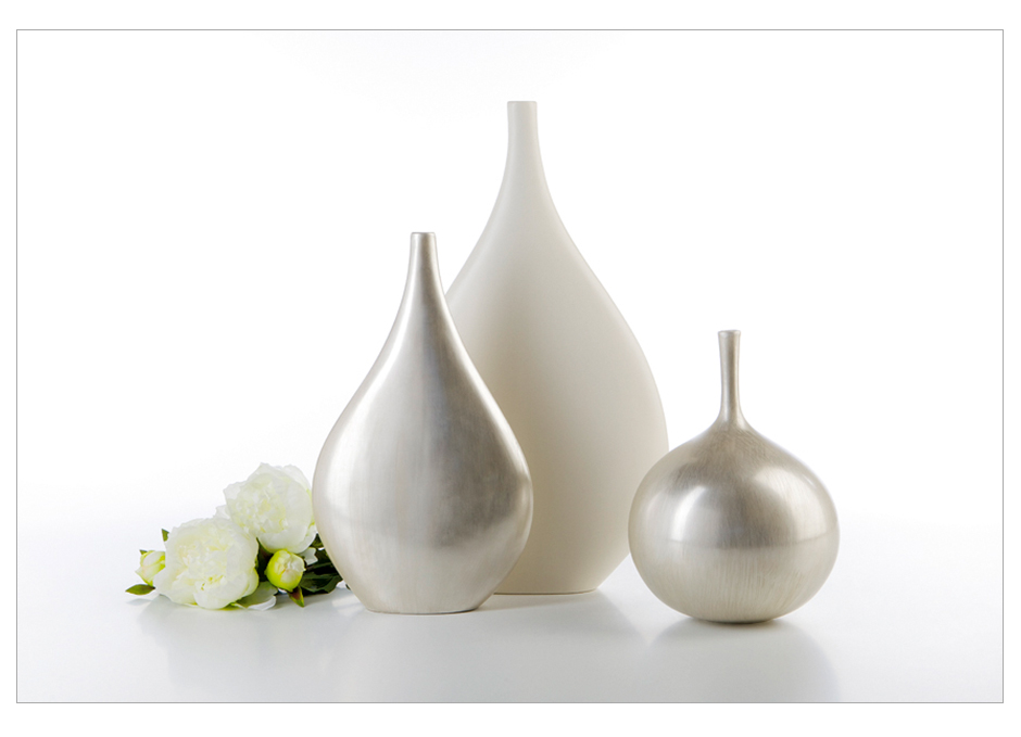 SLIM VASE BS, Silver scratched, 26.5 x 7 x 48cm, 1421