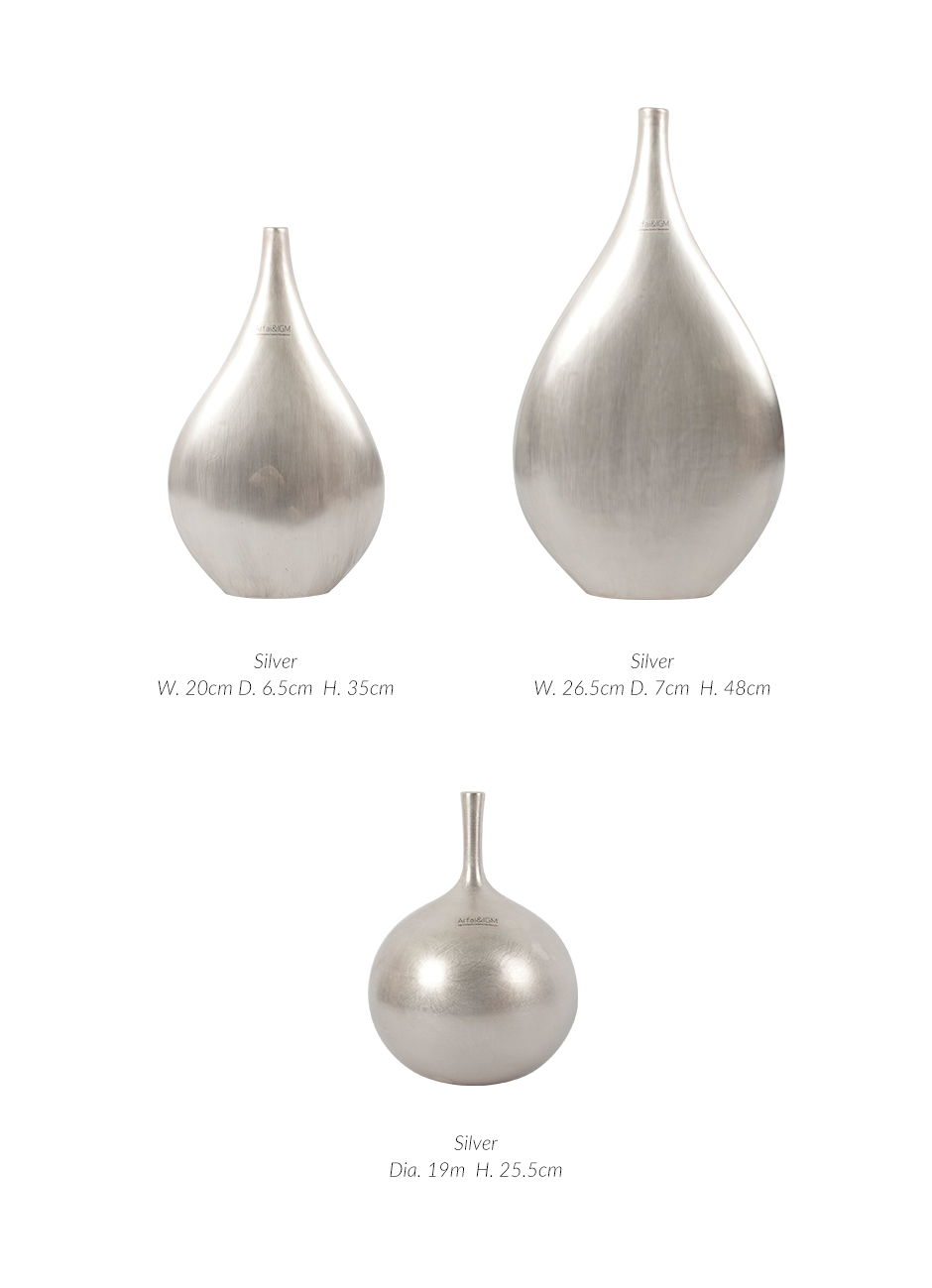 SLIM VASE BS, Silver scratched, 26.5 x 7 x 48cm, 1421