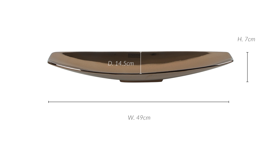 SLIM OVAL TABLE CENTER MS, Metalized Gold, 49 x 14.5 x 7cm, 1433