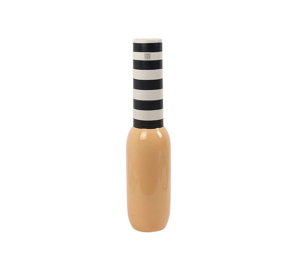 TUBE VASE BIG, Yellow w/BW stripes, 12 x 51cm, 1563