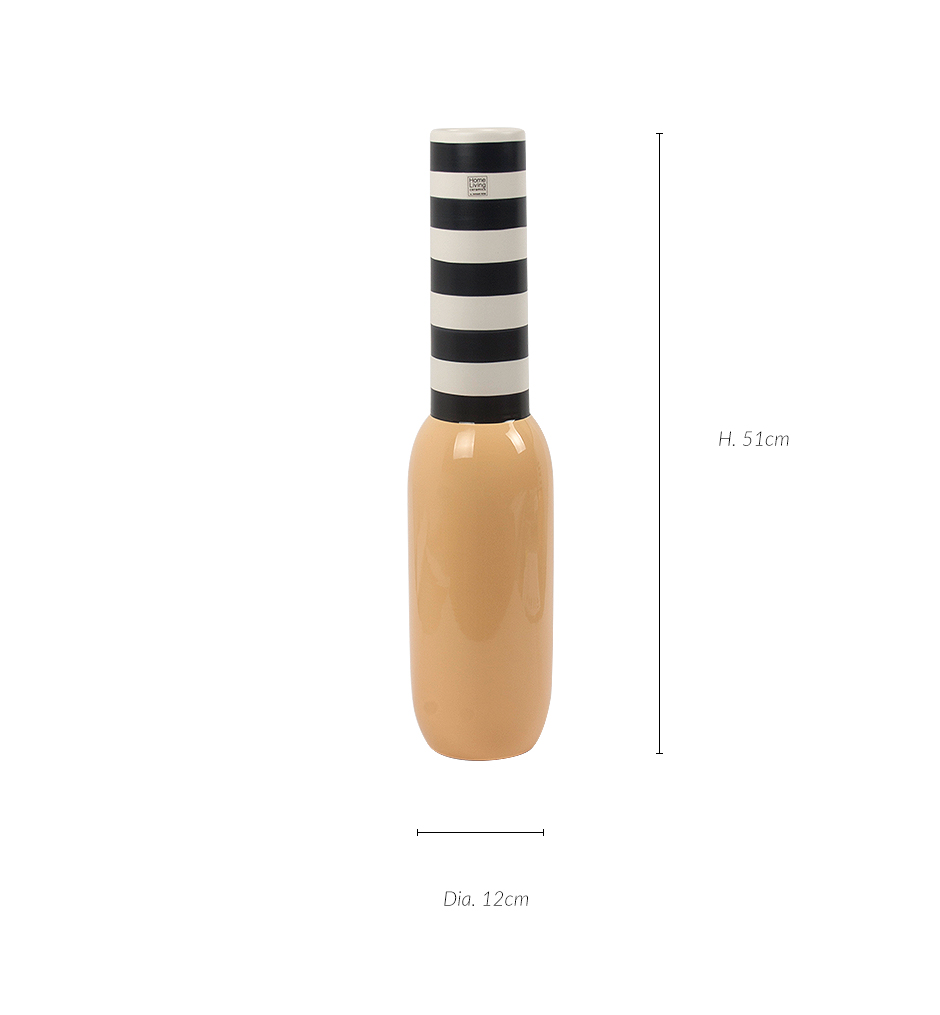 TUBE VASE BIG, Yellow w/BW stripes, 12 x 51cm, 1563