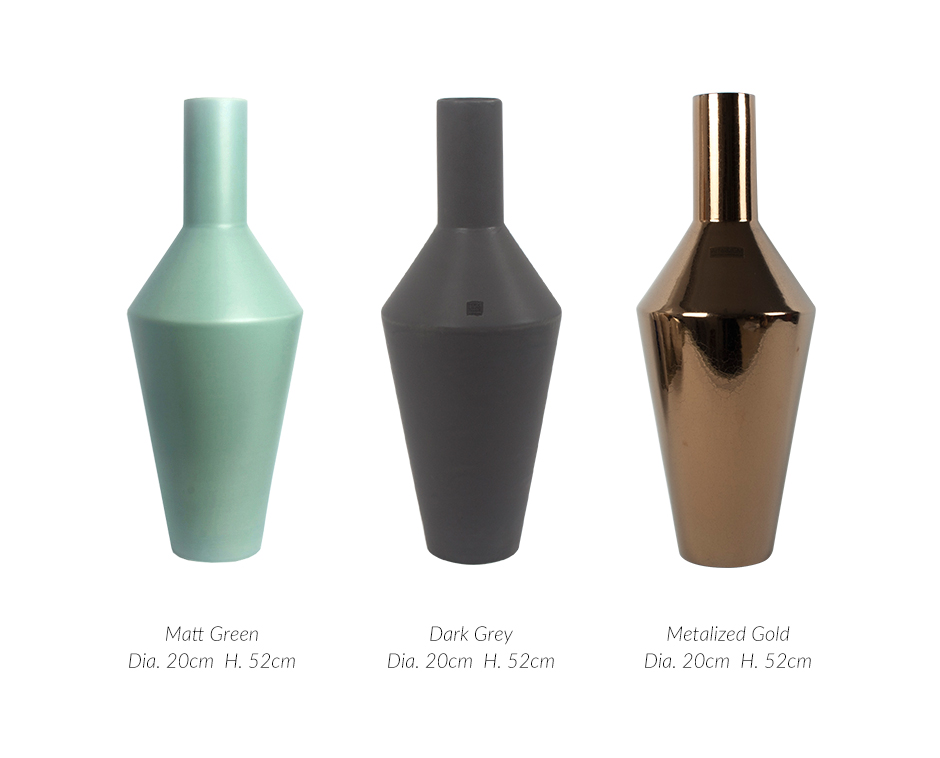 CANECO VASE BS, Khaki Green, Dia. 20 x 52cm, 1713