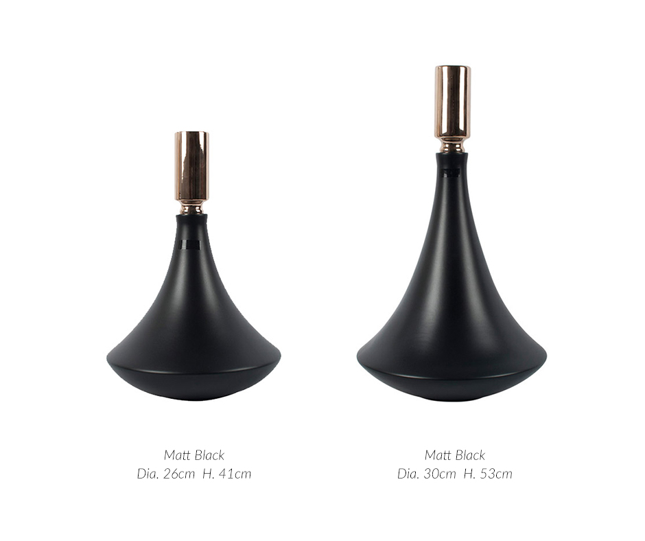 BALLET VASE SS W/LID BLACK, Black matt, Dia. 26 x 41cm, 1740T