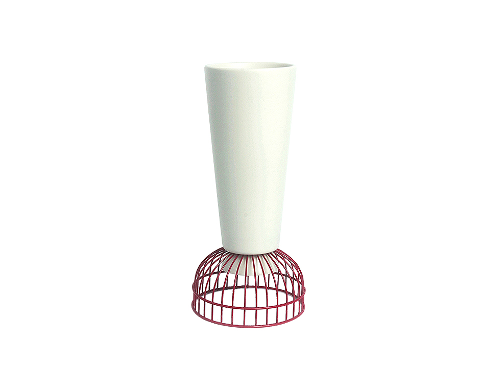 IRON CANDLE STICK – SS, Matt White w. Red Iron, 13.5 x 13.5 x 28cm, 1951