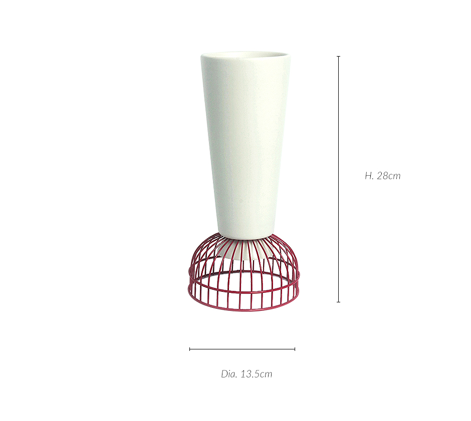 IRON CANDLE STICK – SS, Matt White w. Red Iron, 13.5 x 13.5 x 28cm, 1951