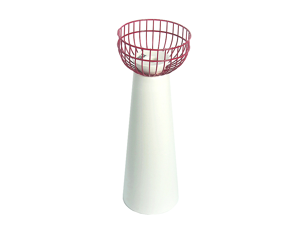 IRON CANDLE STICK – BS, Matt White w. Red Iron, Dia. 13.5 x 36.5cm, 1952