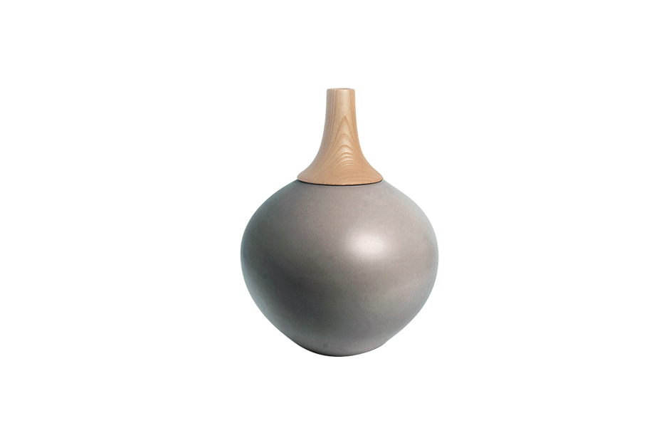 Mini Woody Vase Bg, Concrete, 15 x 20cm, 2423