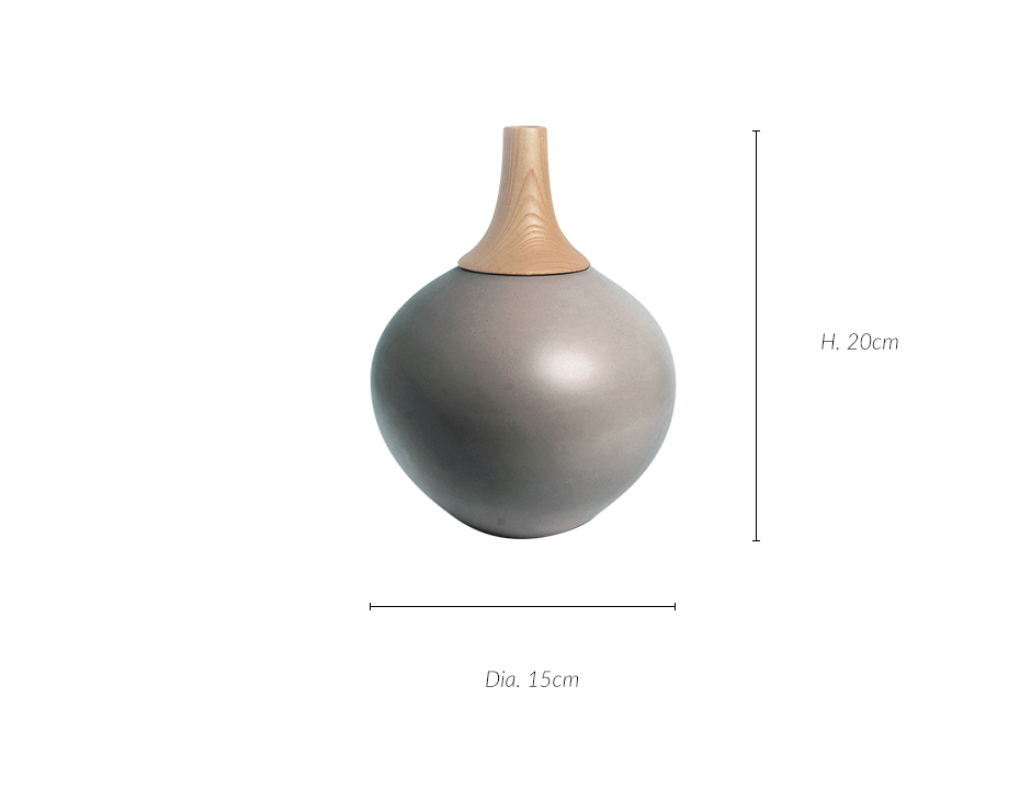 Mini Woody Vase Bg, Concrete, 15 x 20cm, 2423