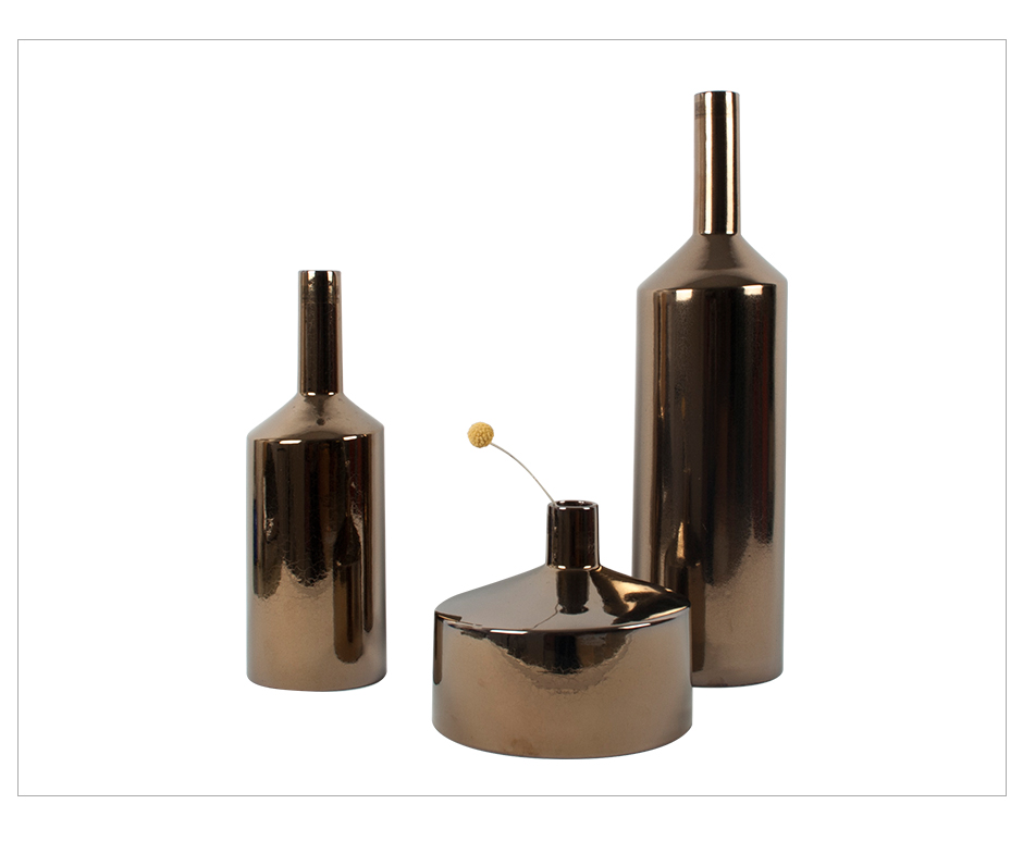 Bottle Vase Bg, Reactive Gold, 12.5 x 48cm, 2493