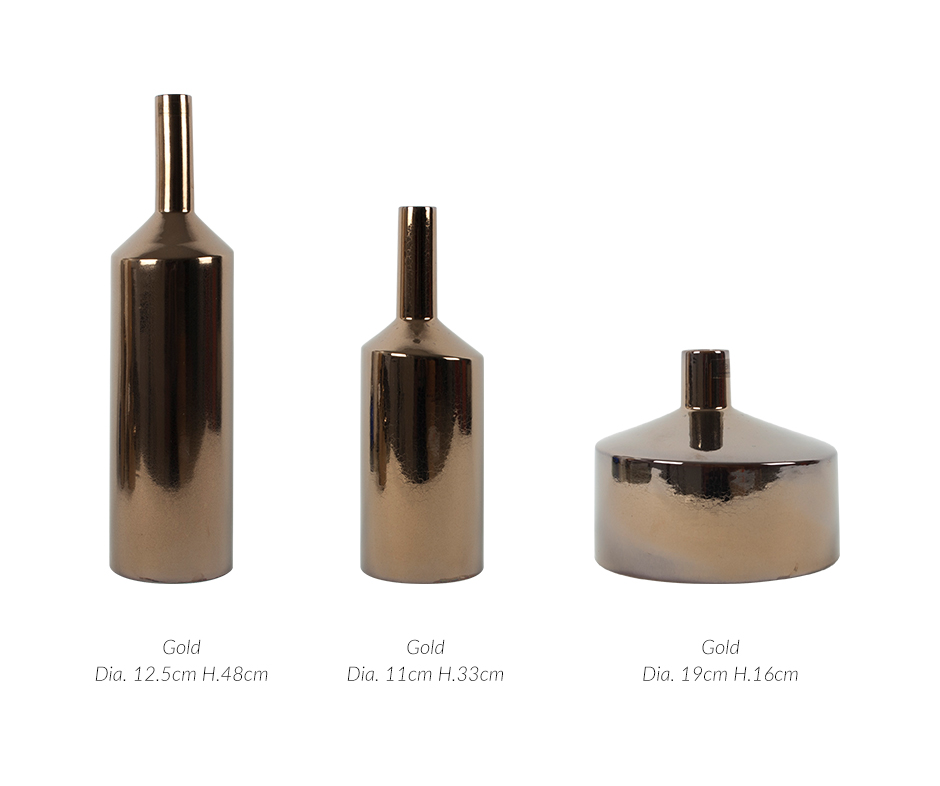 Bottle Vase Bg, Reactive Gold, 12.5 x 48cm, 2493