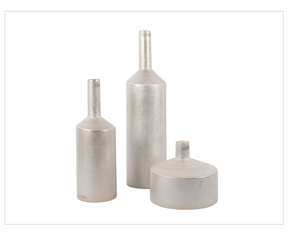 Bottle Vase Bg, Silver scratched, 12.5 x 48cm, 2493