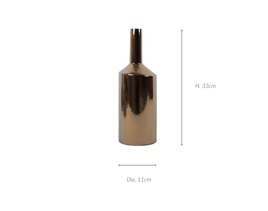 Bottle Vase Md, Reactive Gold, 11 x 33cm, 2494
