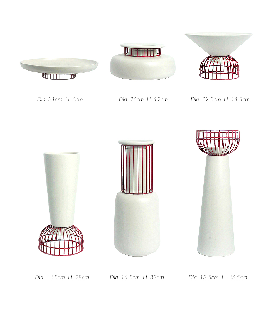 Rod Center, Matt White w. Red Iron, 31 x 6cm, 2513