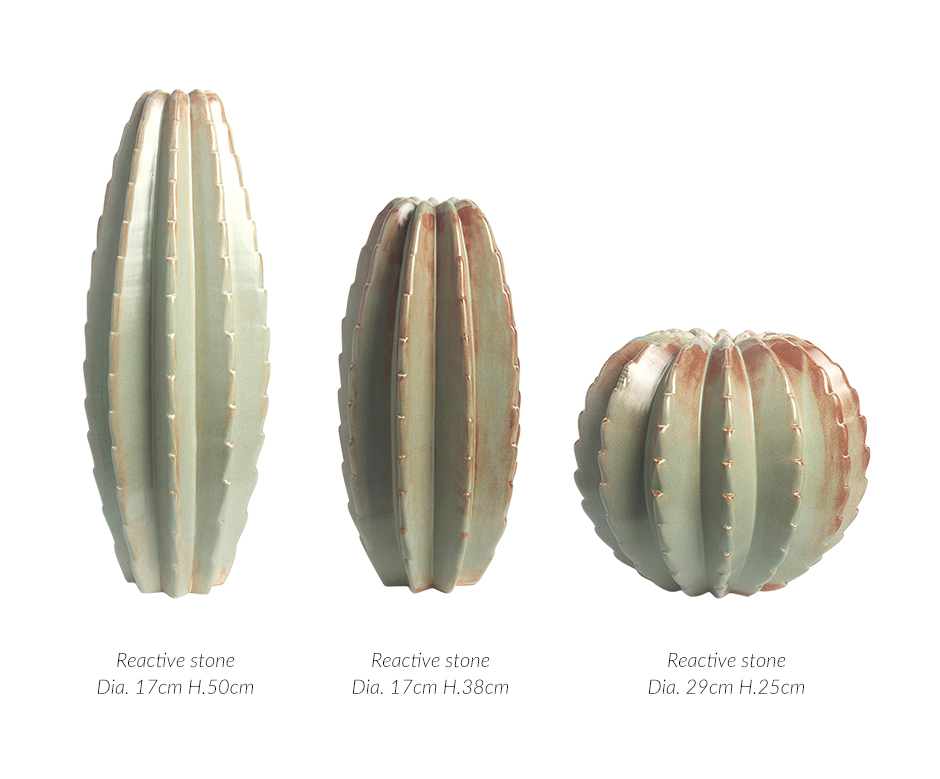 Cactus Vase Bg, Reactive Stone, 17 x 50cm, 2515