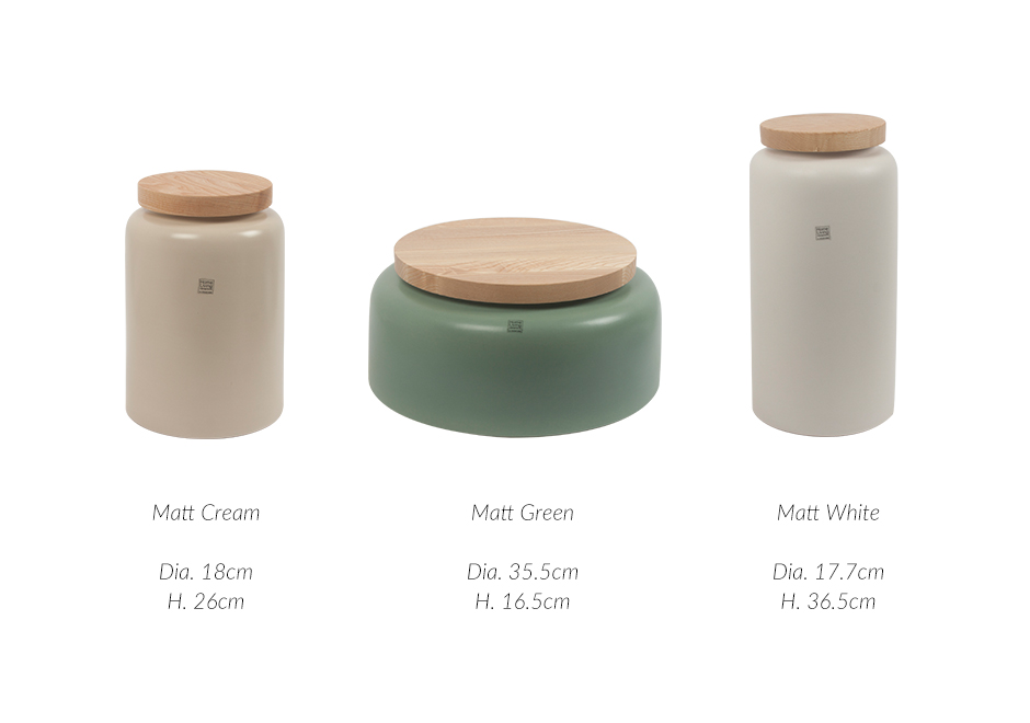 MAKALU POT L w/ WOOD LID, Green matt, Dia. 35.5 x 16.5cm, 2655W