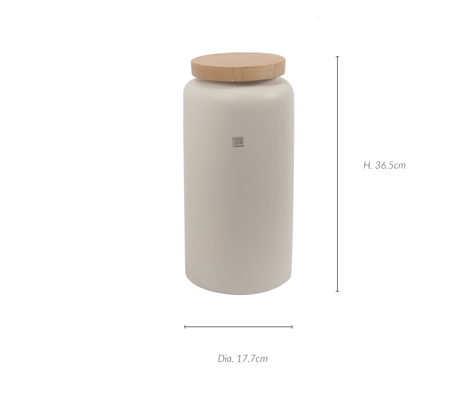 MAKALU POT BS w/ WOOD LID, White matt, Dia. 17.7 x 36.5cm, 2656W