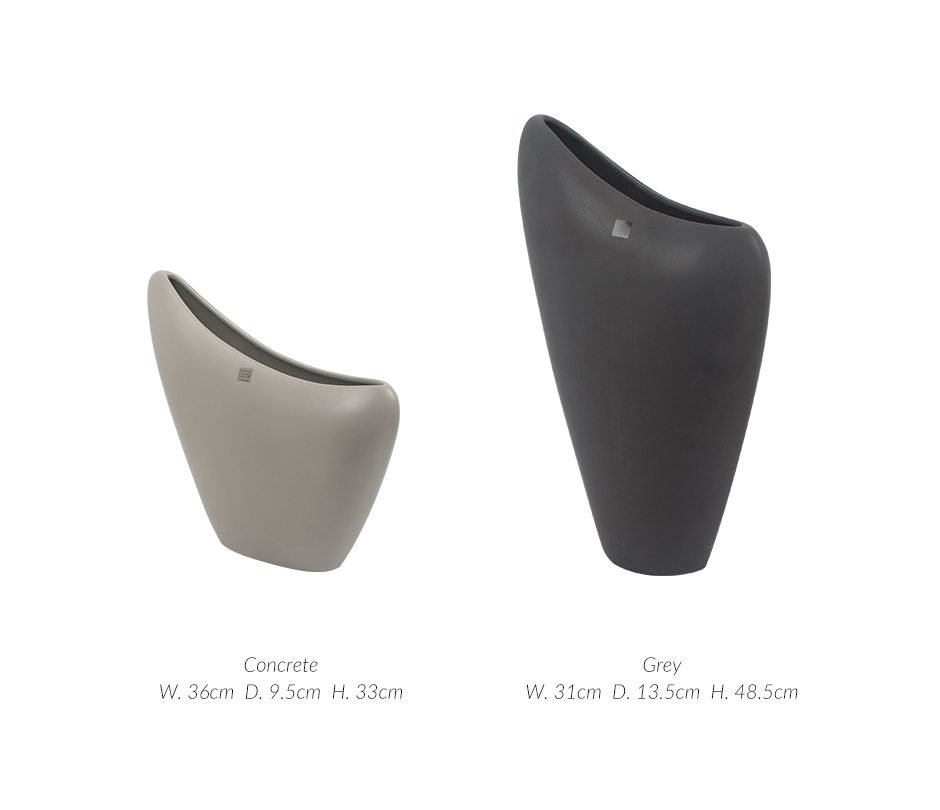 BOOMERANG VASE BS, Dark grey, 31 x 13.5 x 48.5cm, 3401
